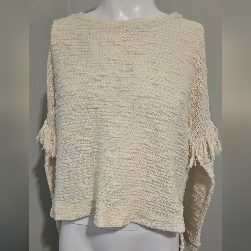 Maven West Off-White Textured Women's Poncho